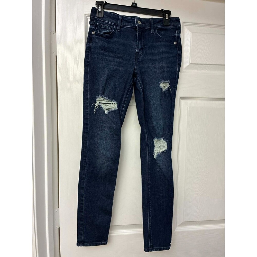 Old‎ Navy Rockstar Super Skinny Jeans Women's 4 Distressed Mid Rise Dark Wash